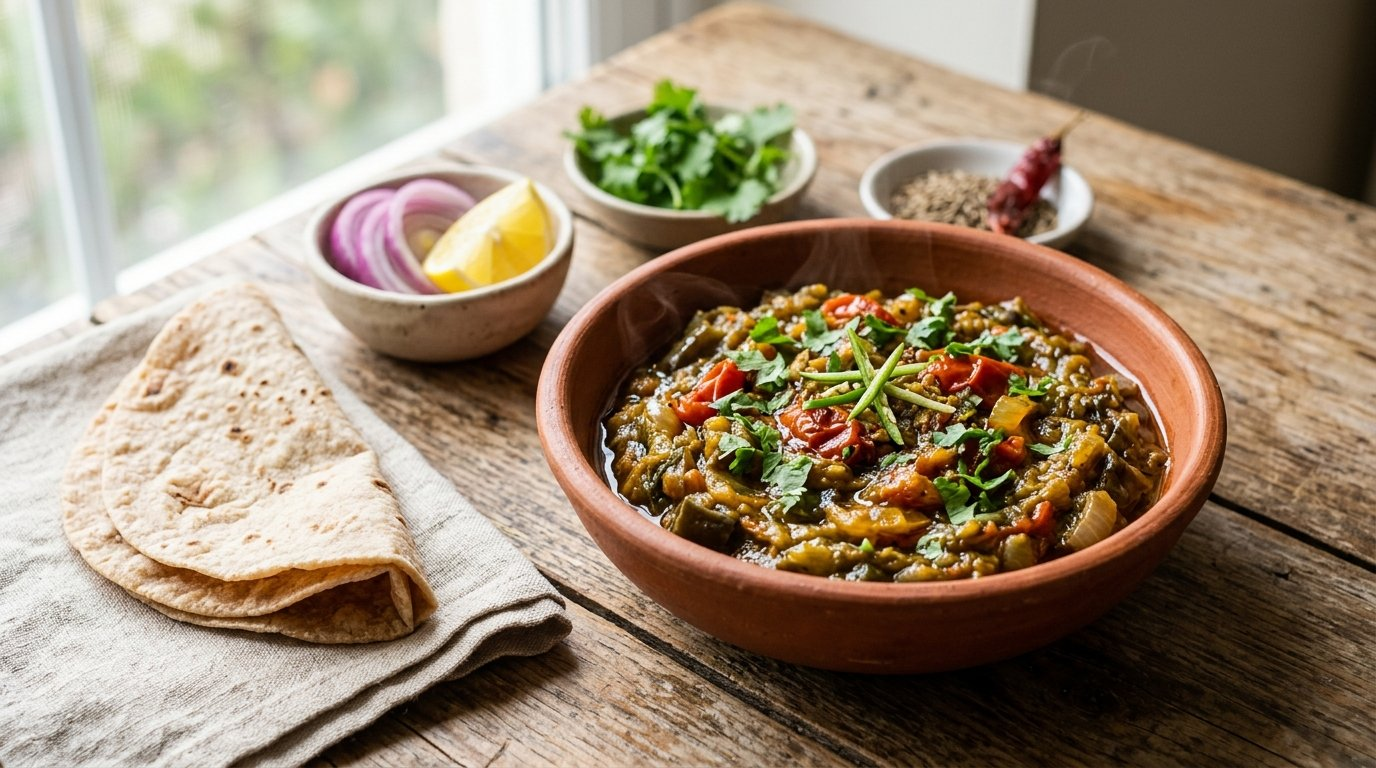 Baingan bharta: smoky roasted eggplant mash (vegan)