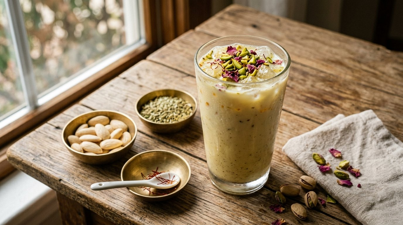 Thandai: a chilled almond and spice milk drink for Holi