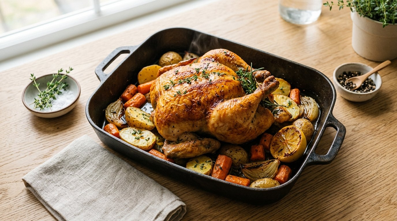 Poulet rôti aux herbes: French herb roast chicken