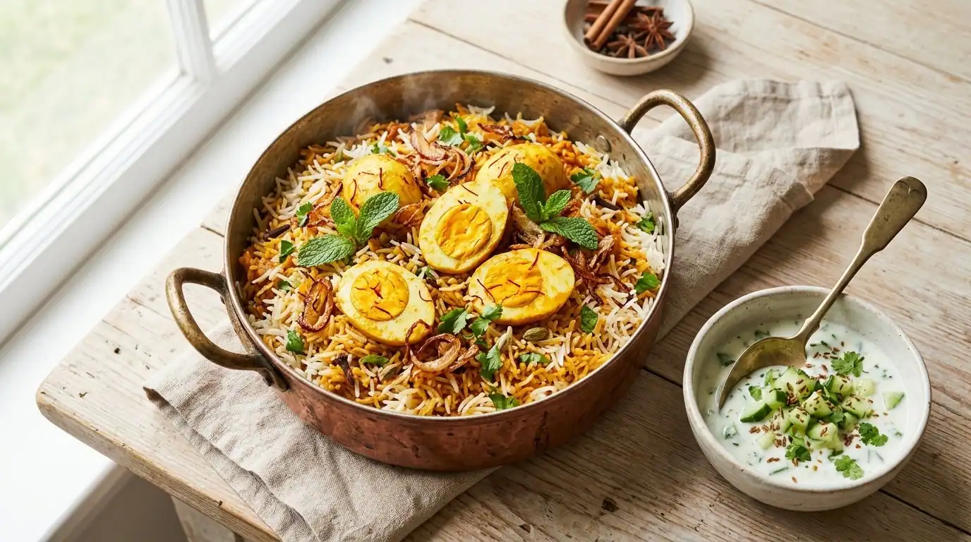 Egg biryani: a quick Pakistani-style anda biryani recipe